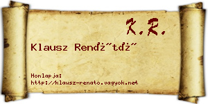 Klausz Renátó névjegykártya